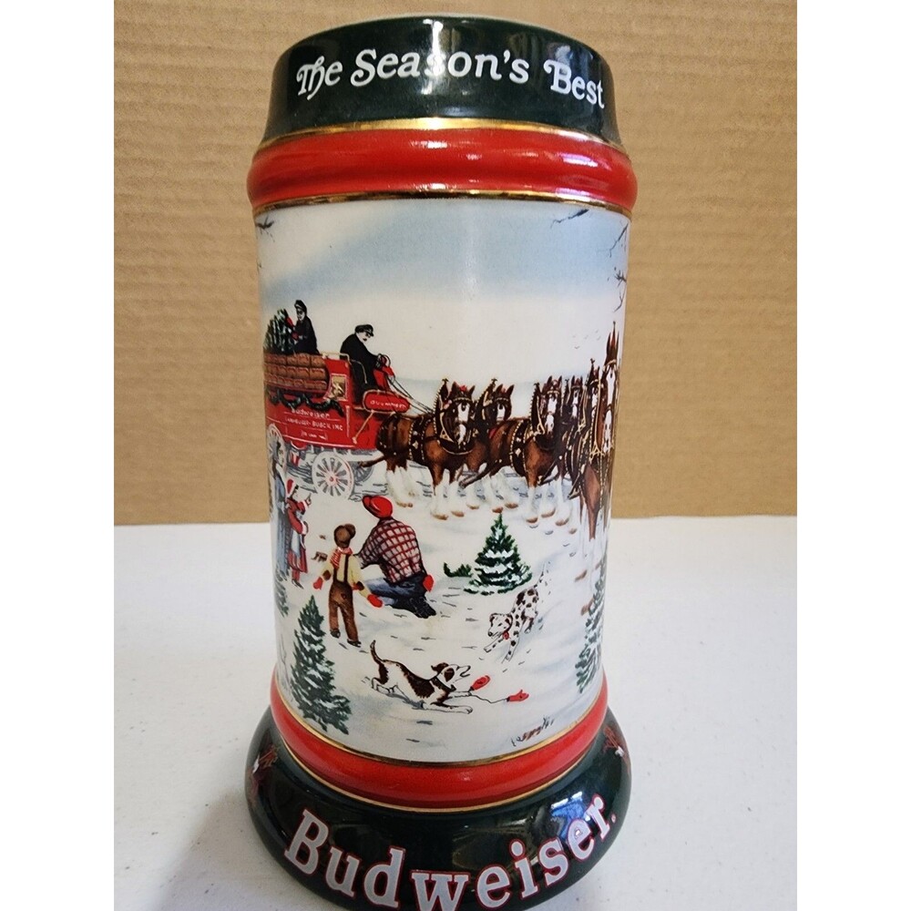 Vintage 1991 Budweiser Beer Holiday Stein "The Season's Best" By Susan Sampson
